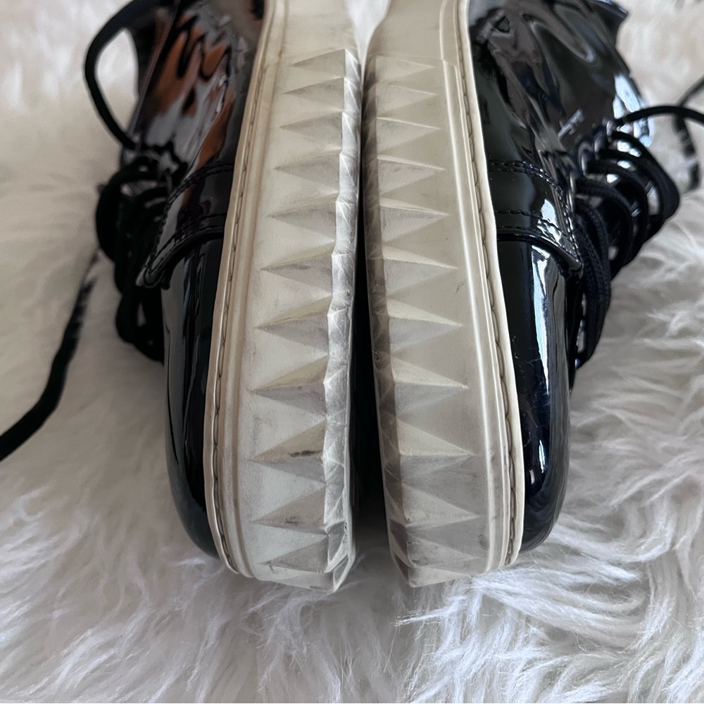 Salvatore Ferragamo Men’s 11.5 Cube 2 Black Patent Leather Sneakers - Picture 9 of 16